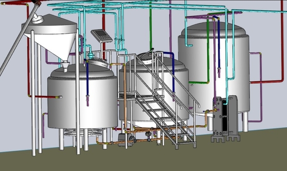 L'attrezzatura mini microbirrificio del vapore/elettrica, 3 sincronizza l'attrezzatura di Brewpub